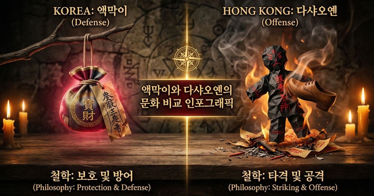 액막이 vs 다샤오옌: 한국·홍콩 액운 퇴치 비교